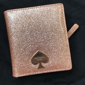 kate spade small stacy glitterbug rose gold wallet